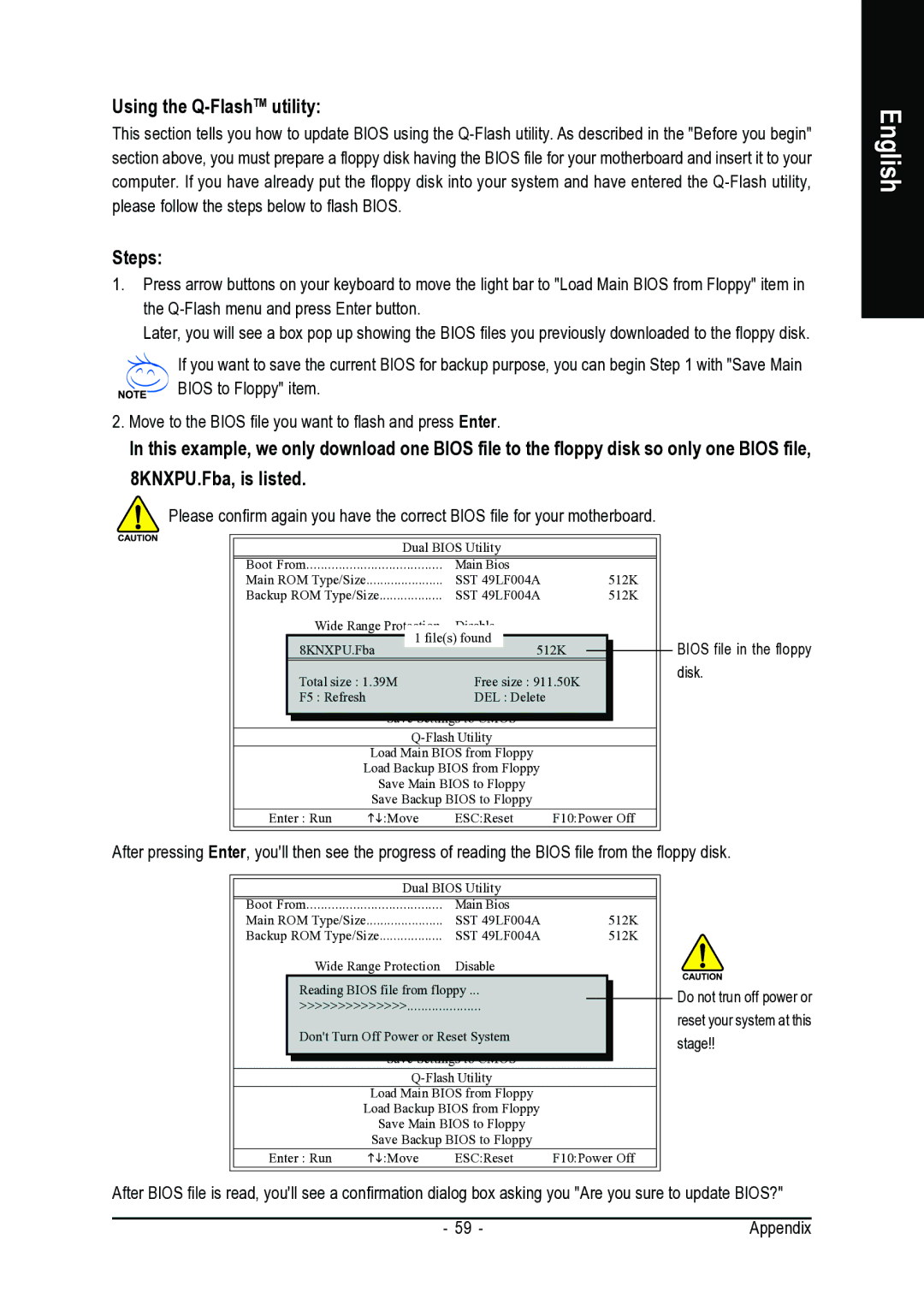 Gigabyte GA-8I945PLGE-RH user manual Using the Q-FlashTMutility, Steps 