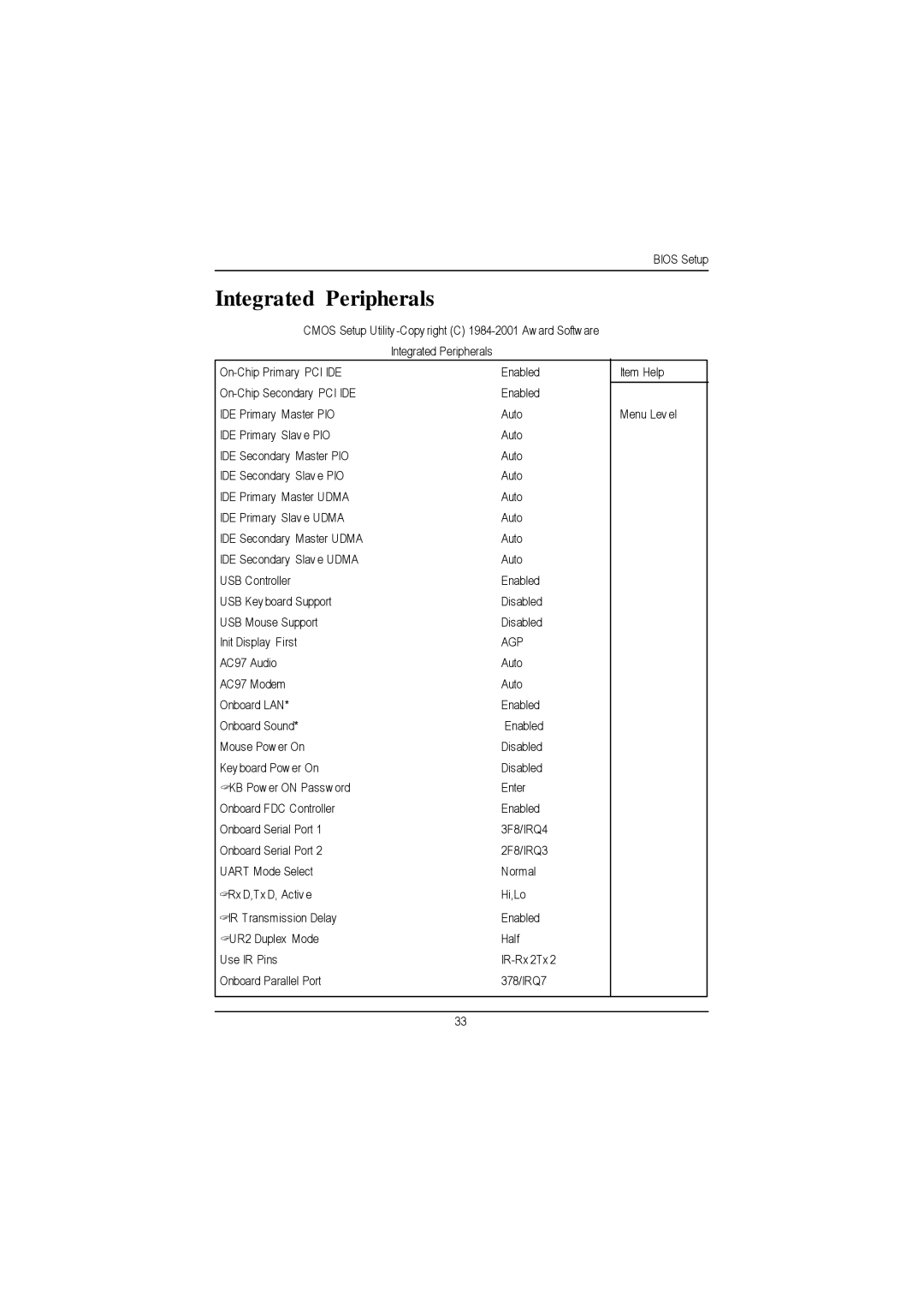 Gigabyte GA-8IDML manual Integrated Peripherals, Agp 