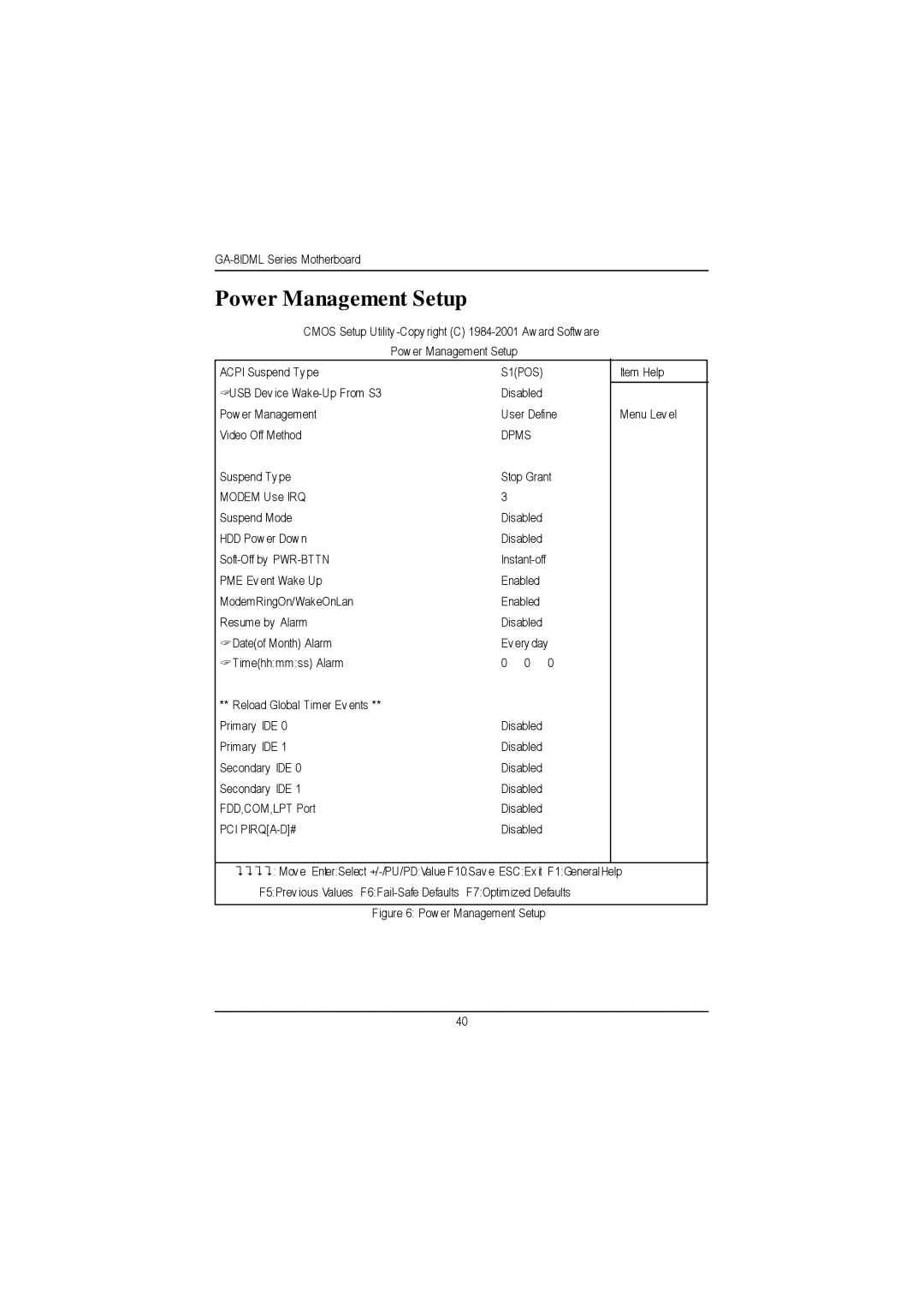 Gigabyte GA-8IDML manual Power Management Setup, S1POS, Dpms, Pci Pirqa-D# 