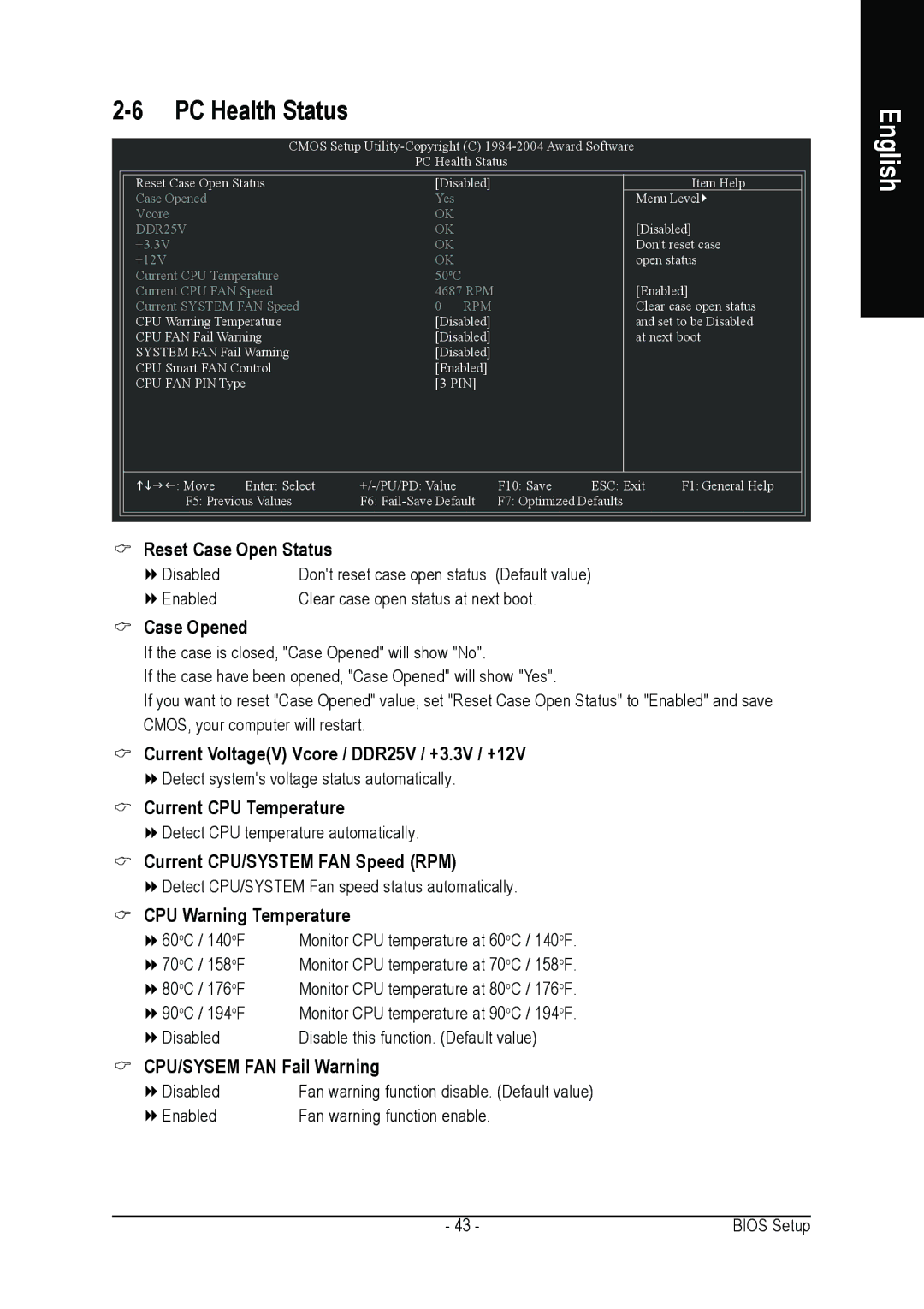 Gigabyte GA-8IP775 Series user manual PC Health Status 