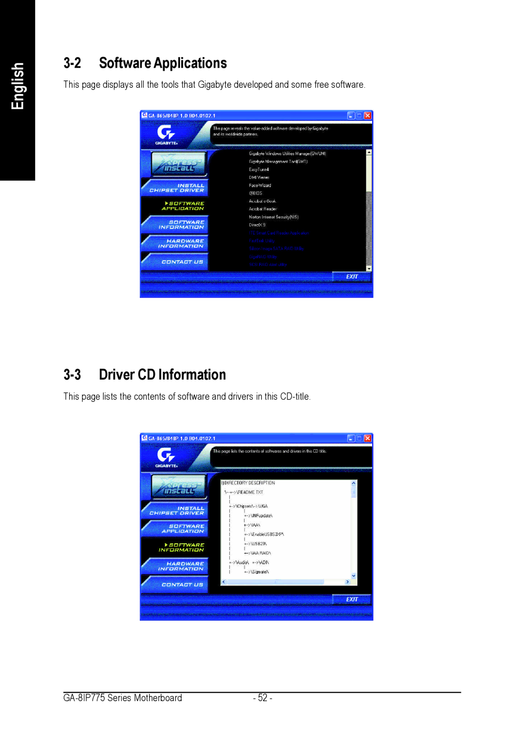 Gigabyte GA-8IP775 Series user manual Software Applications, Driver CD Information 