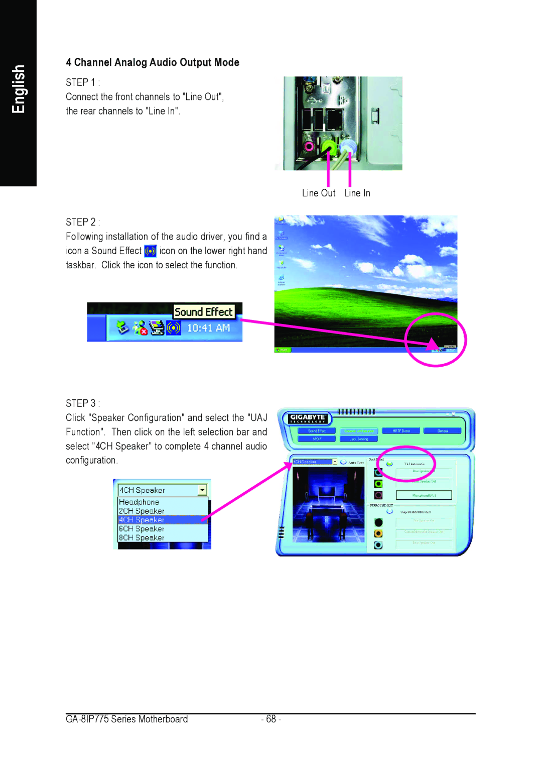 Gigabyte GA-8IP775 Series user manual Channel Analog Audio Output Mode 