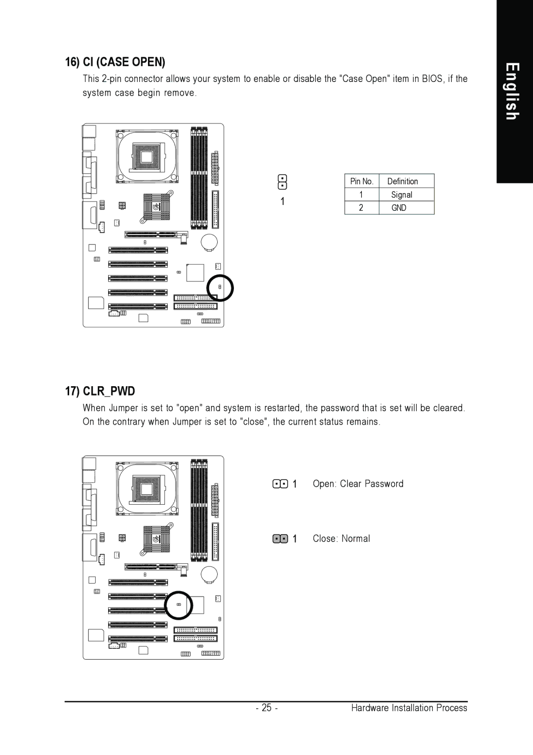 Gigabyte GA-8IR2003 manual CI Case Open 