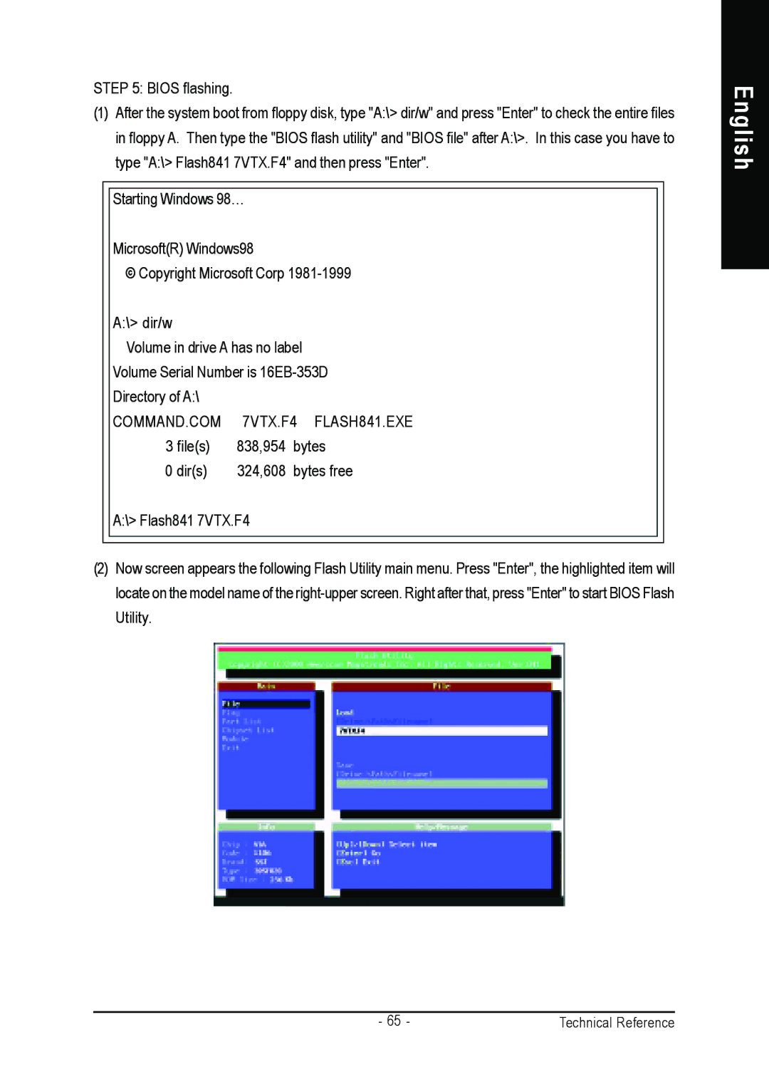 Gigabyte GA-8IR2003 manual COMMAND.COM 7VTX.F4 FLASH841.EXE 