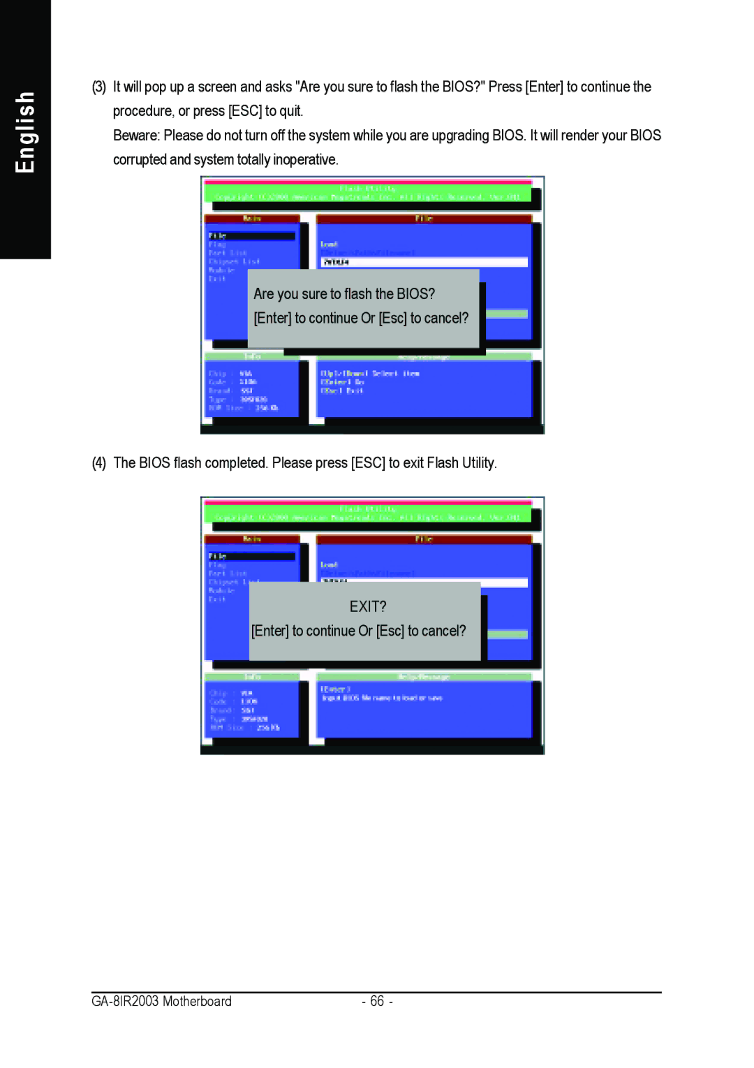 Gigabyte GA-8IR2003 manual Exit? 