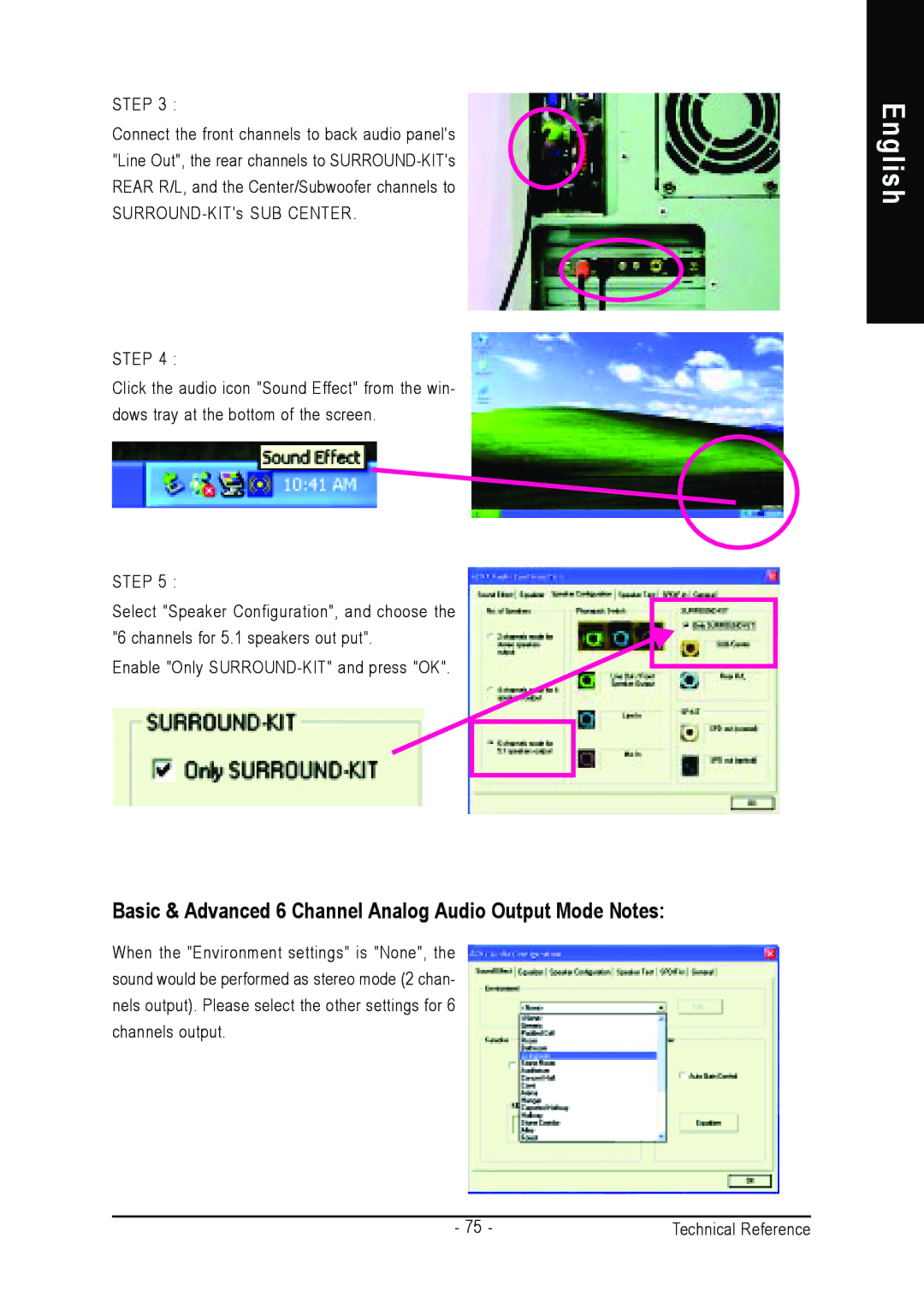 Gigabyte GA-8IR2003 manual Basic & Advanced 6 Channel Analog Audio Output Mode Notes 