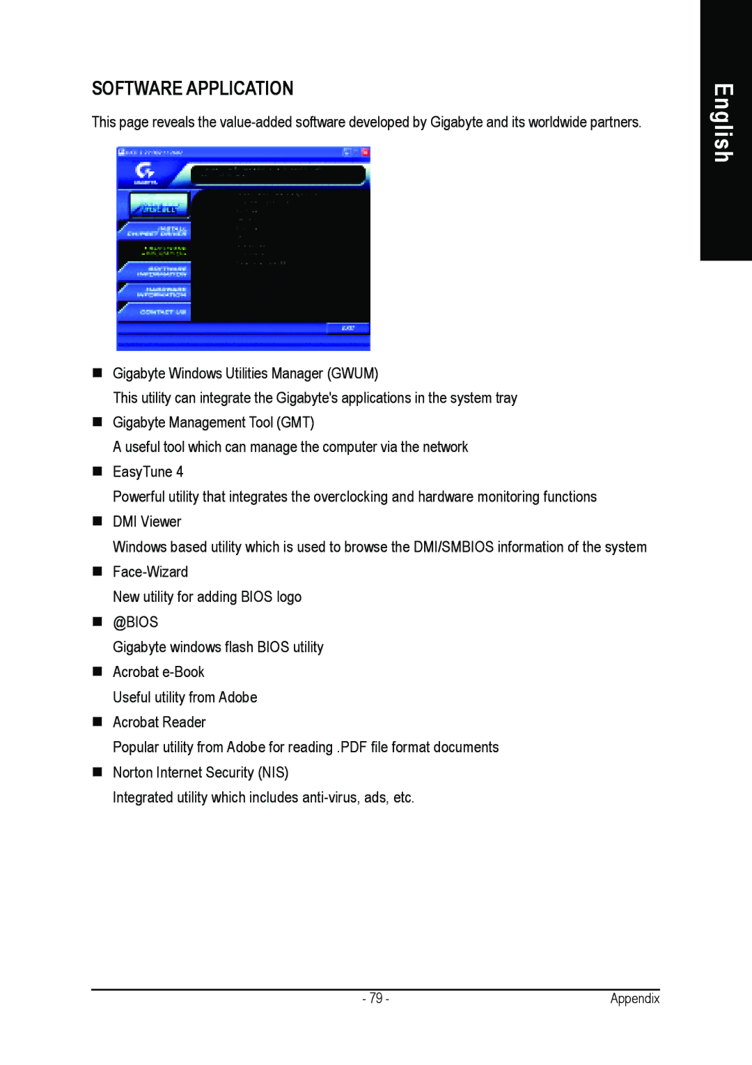 Gigabyte GA-8IR2003 manual Software Application, „ @Bios 