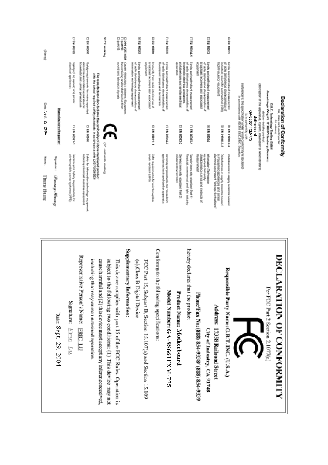 Gigabyte user manual Motherboard GA-8S661FXM-775 