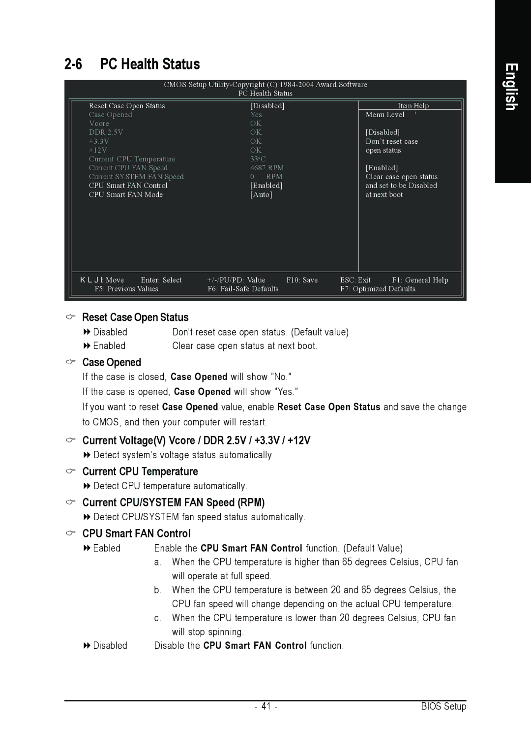 Gigabyte GA-8S661FXM-775 user manual Case Opened, Current VoltageV Vcore / DDR 2.5V / +3.3V / +12V, Current CPU Temperature 