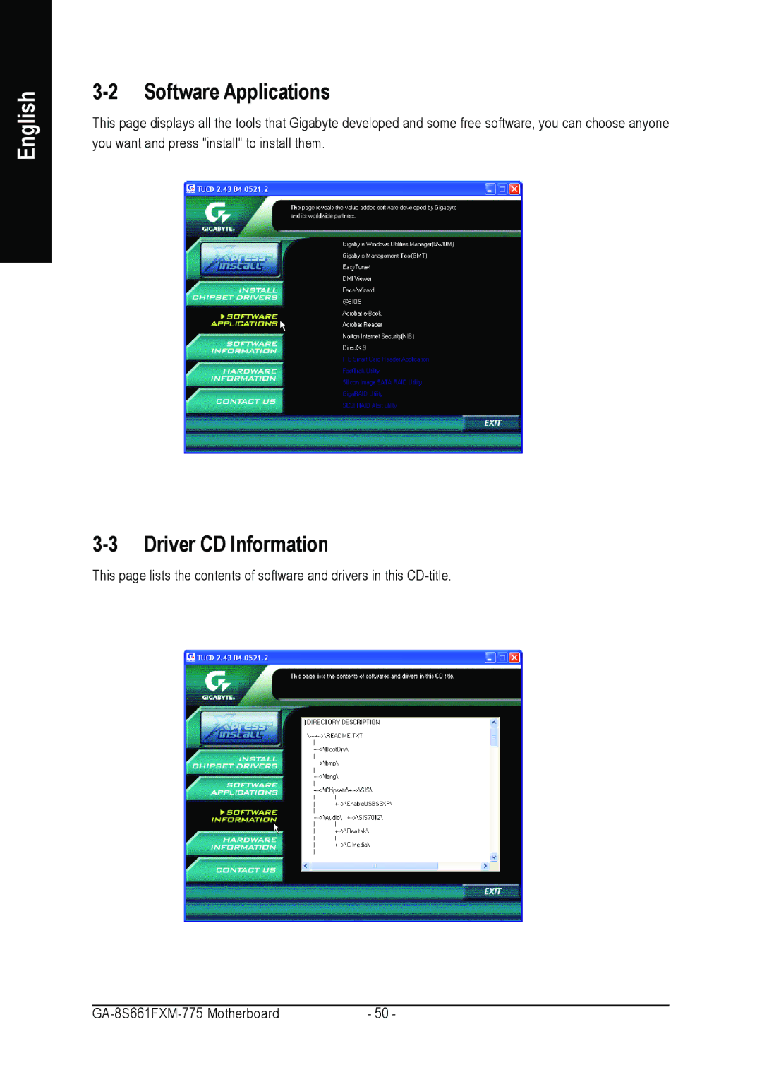 Gigabyte GA-8S661FXM-775 user manual Software Applications, Driver CD Information 