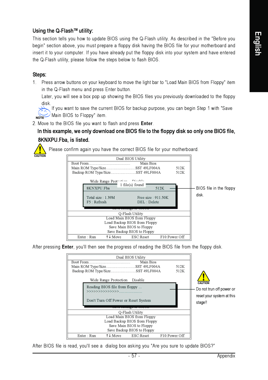 Gigabyte GA-8S661FXM-775 user manual Using the Q-FlashTMutility, Steps 