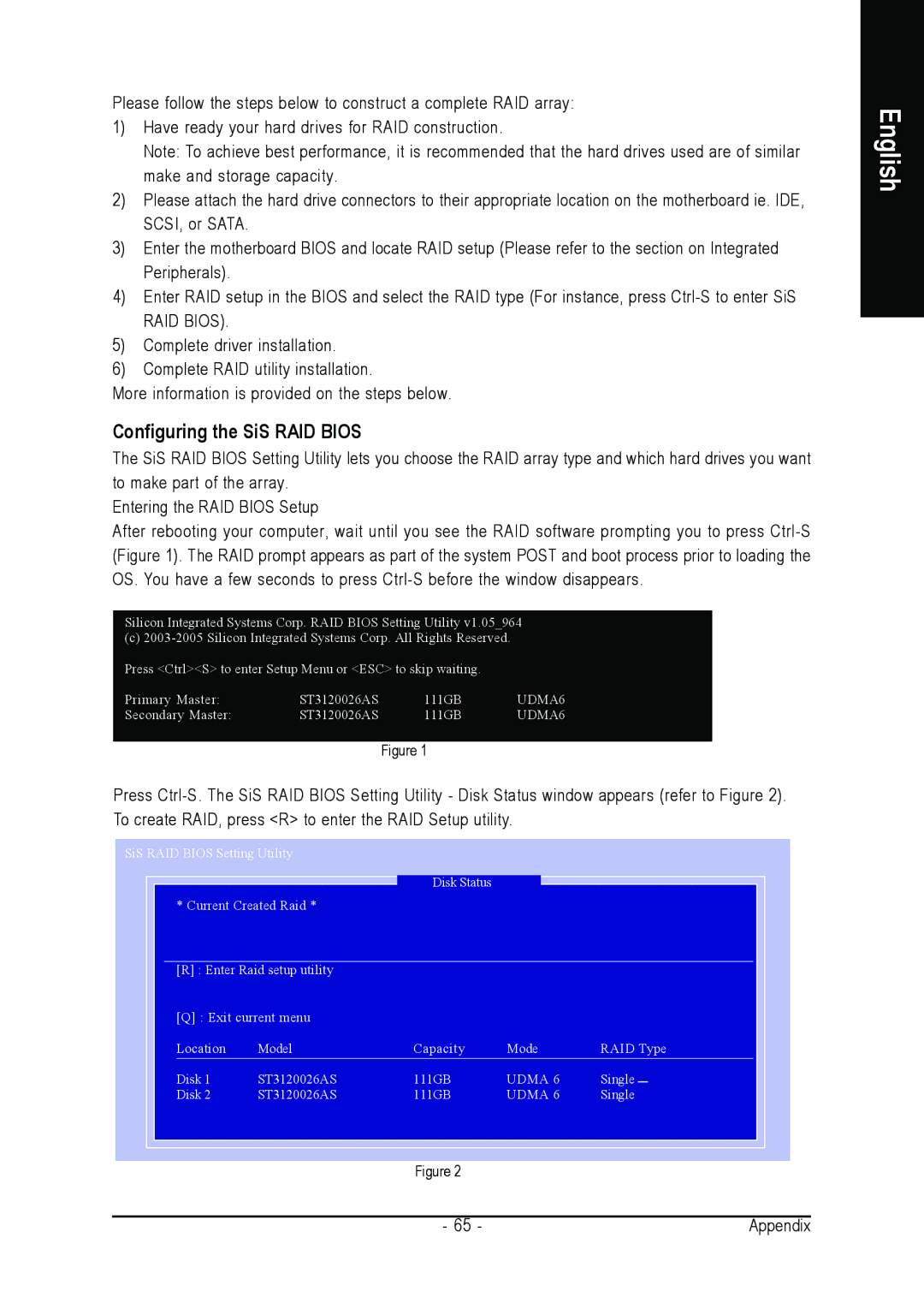 Gigabyte GA-8S661FXM-775 user manual Configuring the SiS RAID Bios 