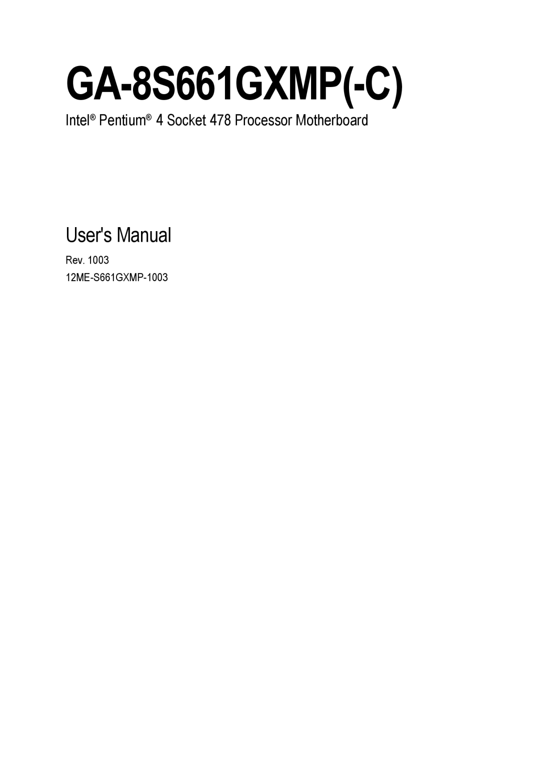 Gigabyte user manual GA-8S661GXMP-C 