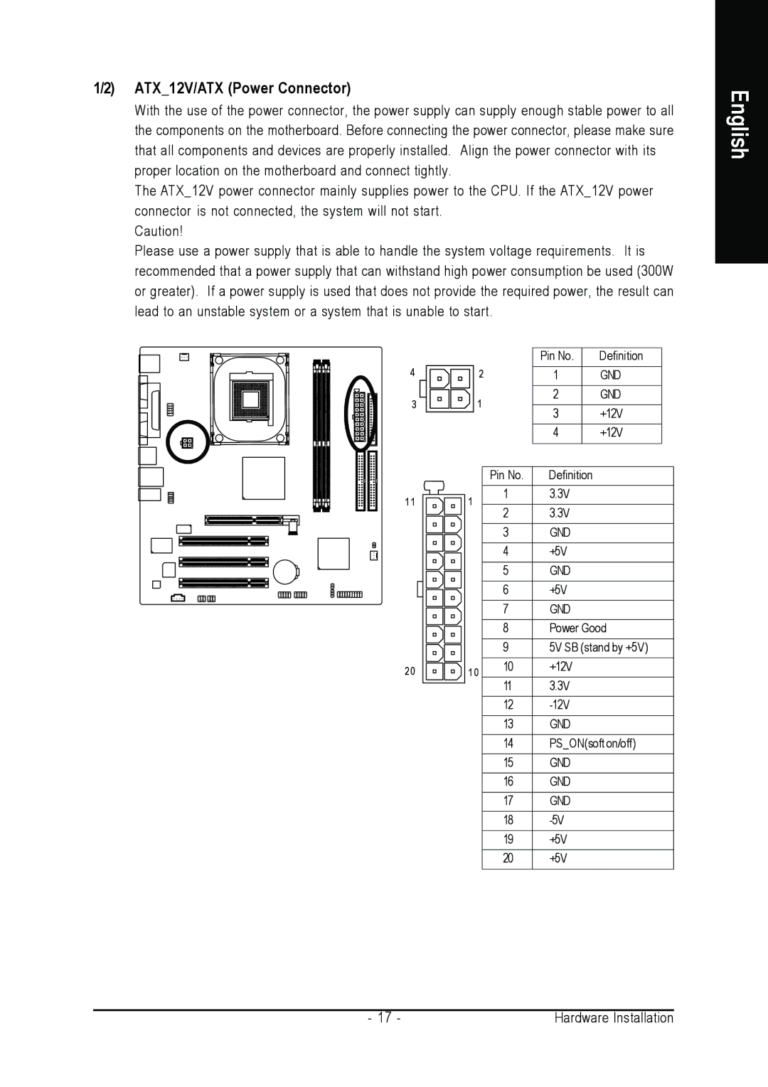 Gigabyte GA-8S661GXMP user manual ATX12V/ATX Power Connector 