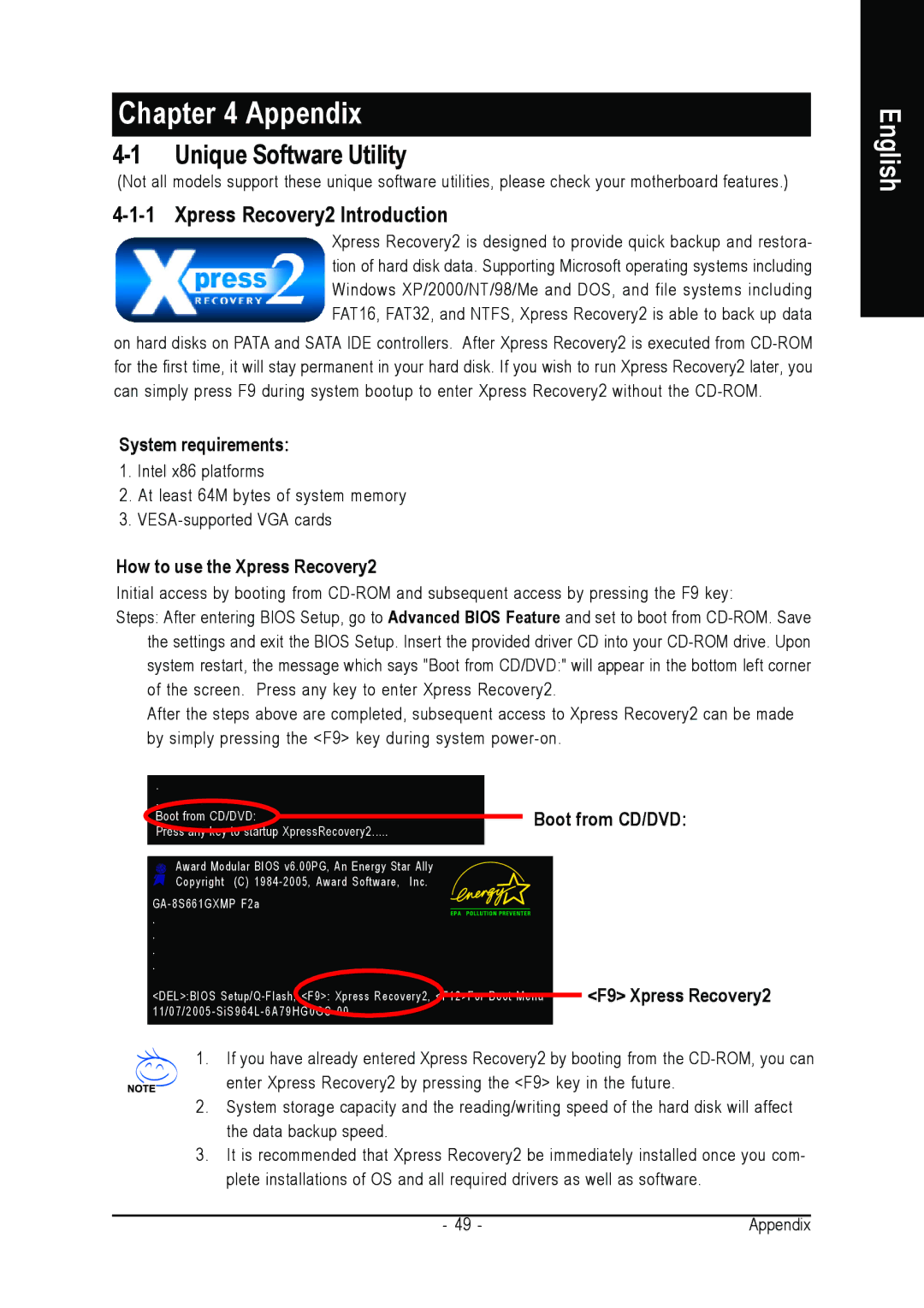 Gigabyte GA-8S661GXMP user manual Unique Software Utility, Xpress Recovery2 Introduction, System requirements 