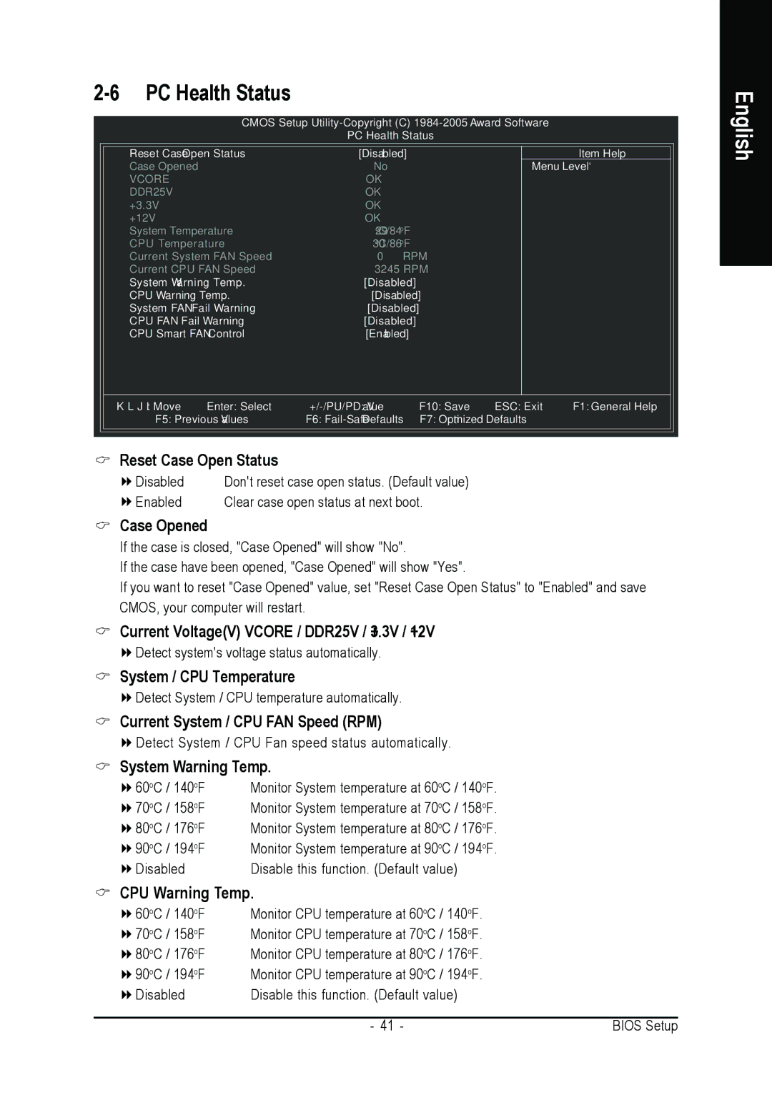 Gigabyte GA-8VM800M-775 user manual PC Health Status 