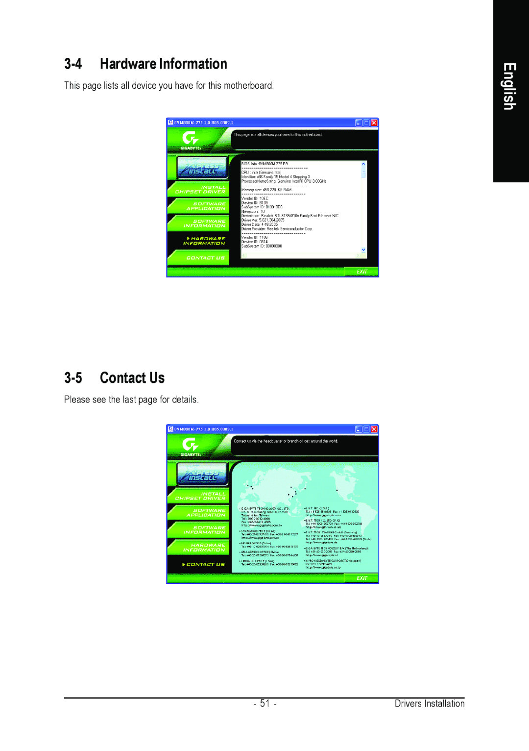 Gigabyte GA-8VM800M-775 user manual Hardware Information, Contact Us 