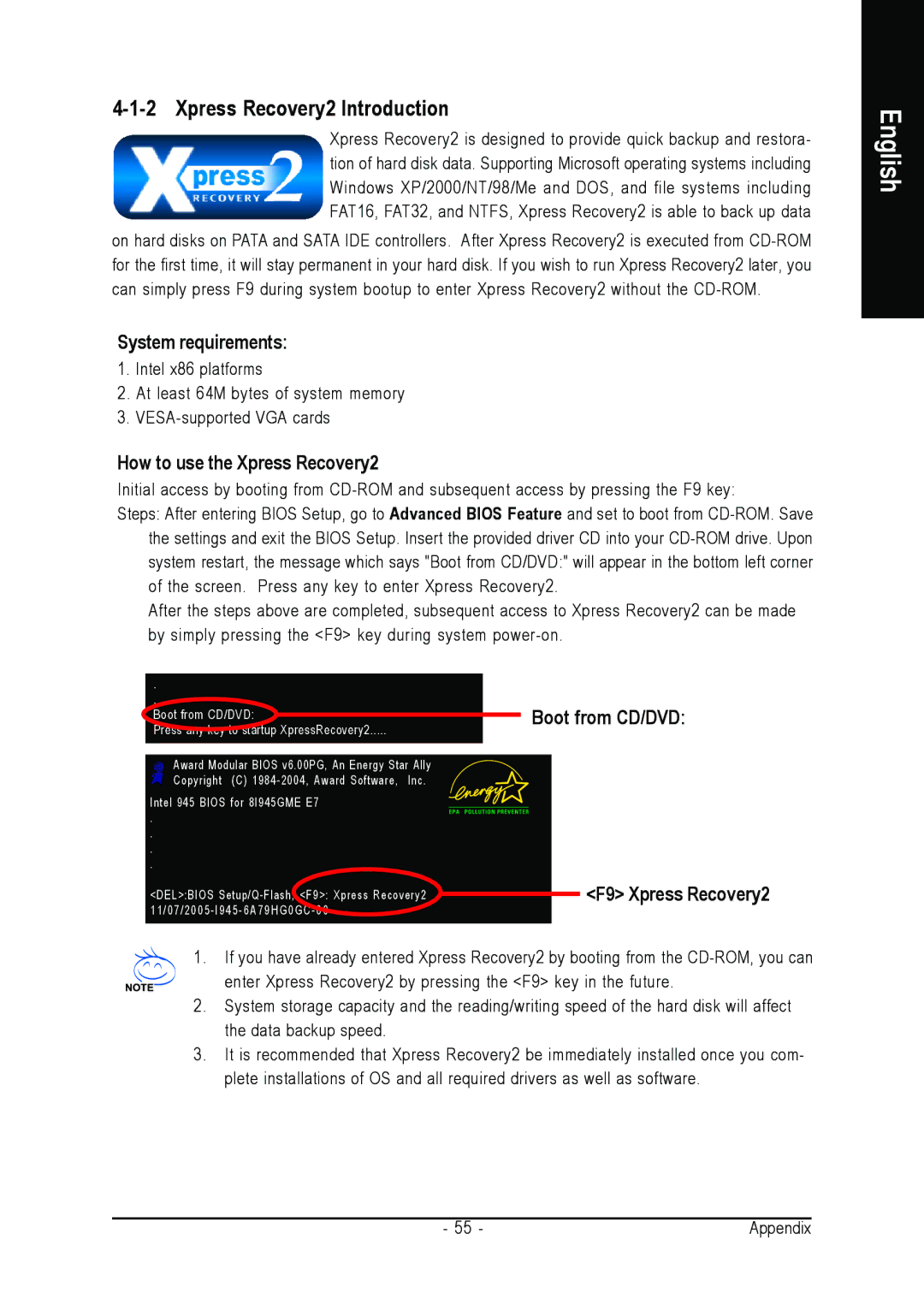 Gigabyte GA-8VM800M-775 user manual Xpress Recovery2 Introduction, System requirements, How to use the Xpress Recovery2 