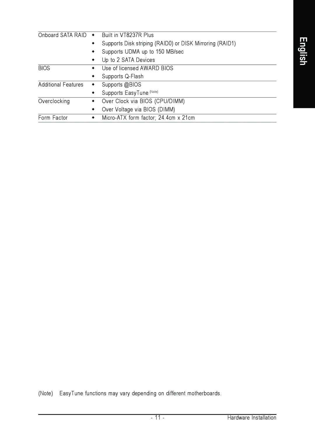 Gigabyte GA-8VM800M user manual Use of licensed Award Bios 