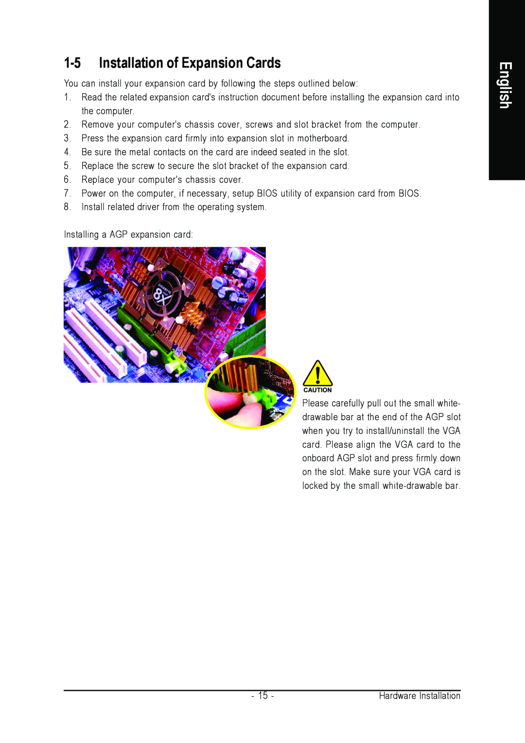 Gigabyte GA-8VM800M user manual Installation of Expansion Cards 