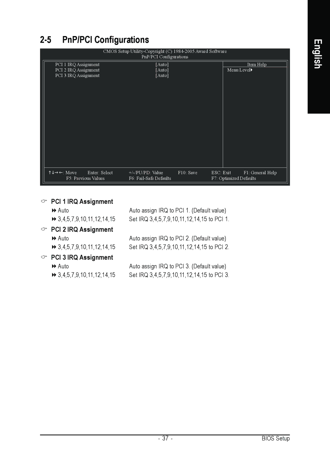 Gigabyte GA-8VM800M user manual PnP/PCI Configurations, PCI 1 IRQ Assignment 