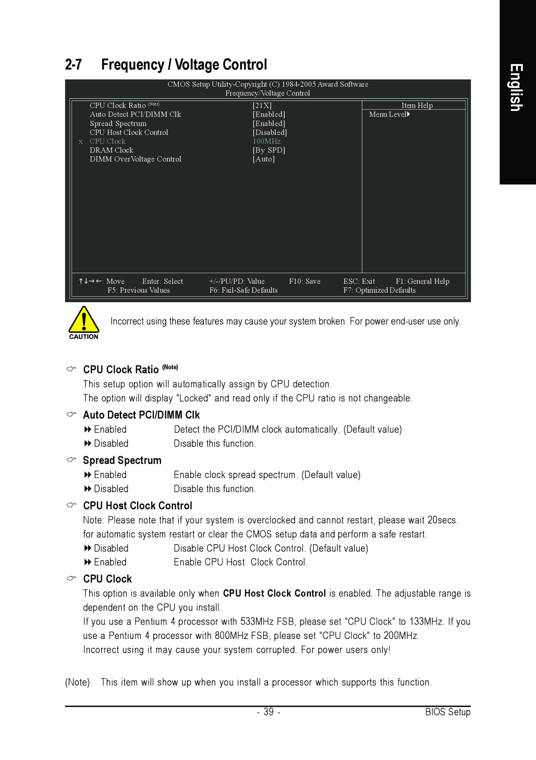 Gigabyte GA-8VM800M user manual Frequency / Voltage Control 