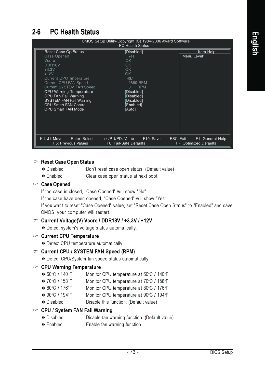 Gigabyte GA-945PLM-(D)S2 user manual PC Health Status 