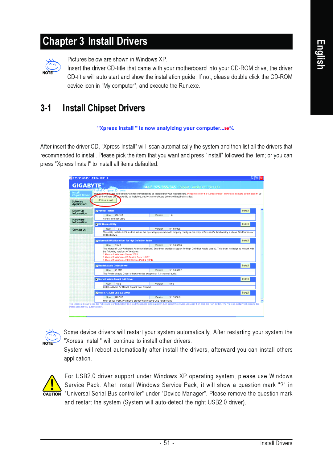 Gigabyte GA-945PLM-(D)S2 user manual Install Drivers, Install Chipset Drivers 