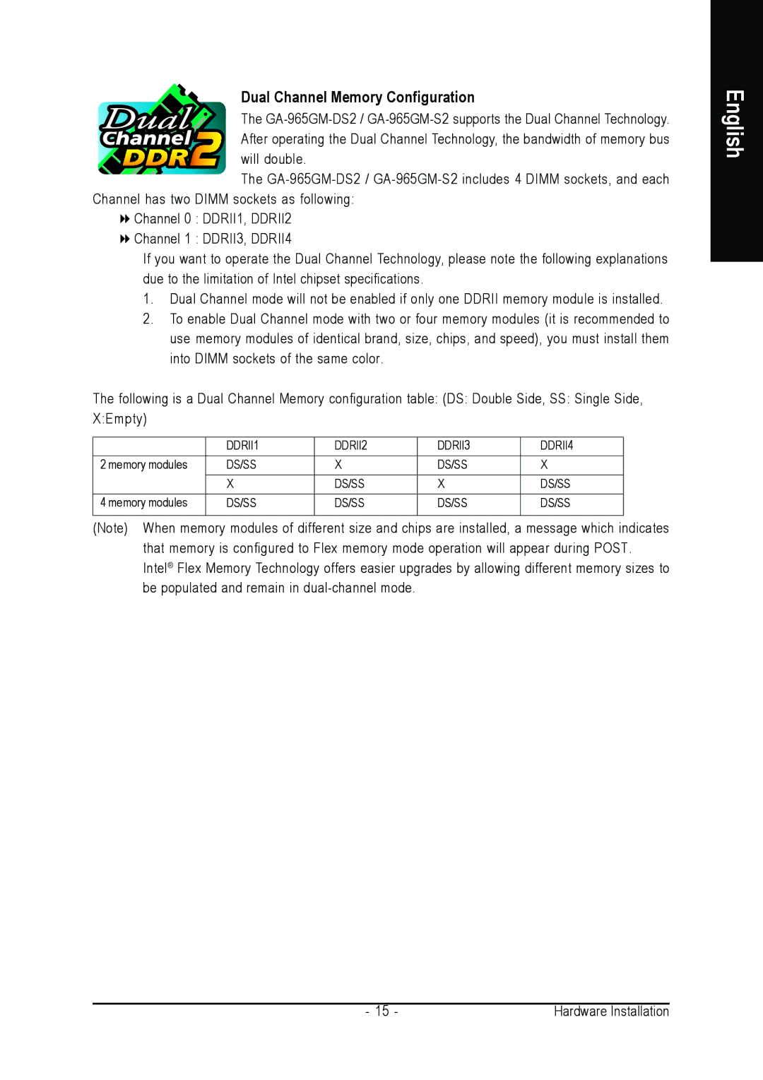 Gigabyte GA-965GM-S2, GA-965GM-DS2 user manual Dual Channel Memory Configuration 