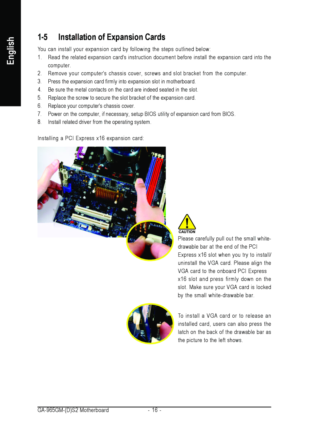 Gigabyte GA-965GM-DS2, GA-965GM-S2 user manual Installation of Expansion Cards 