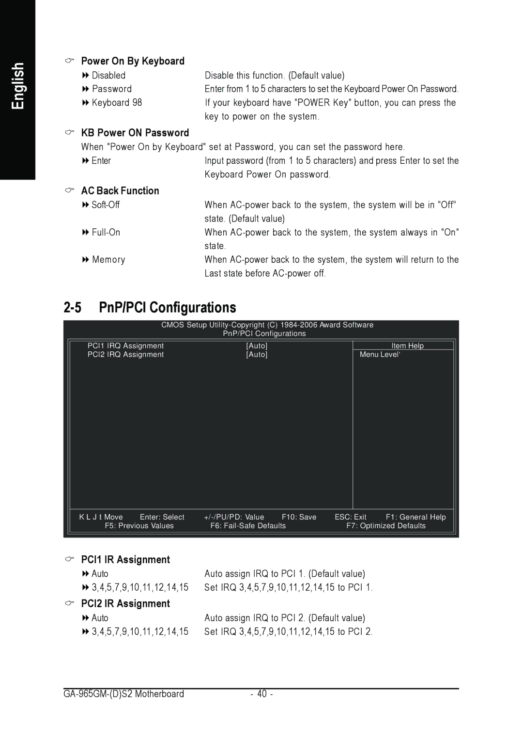 Gigabyte GA-965GM-DS2, GA-965GM-S2 user manual PnP/PCI Configurations 