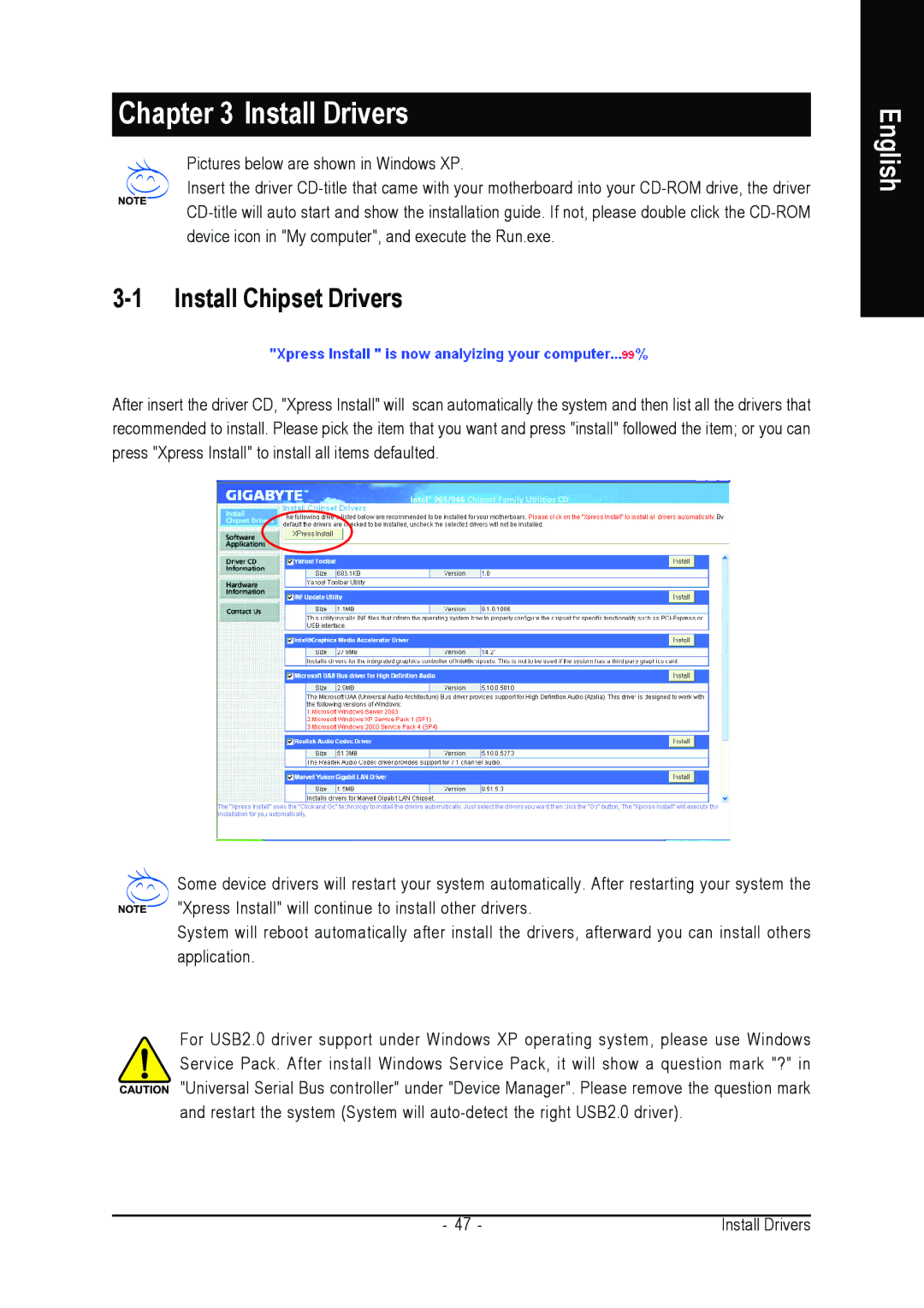 Gigabyte GA-965GM-S2, GA-965GM-DS2 user manual Install Drivers, Install Chipset Drivers 