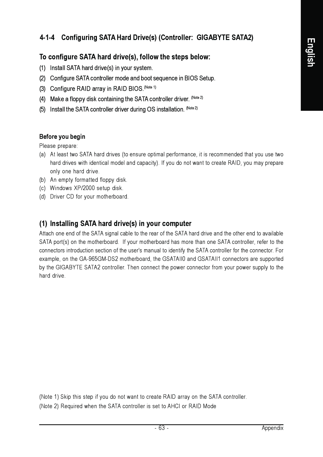 Gigabyte GA-965GM-S2, GA-965GM-DS2 user manual Installing Sata hard drives in your computer, Before you begin 