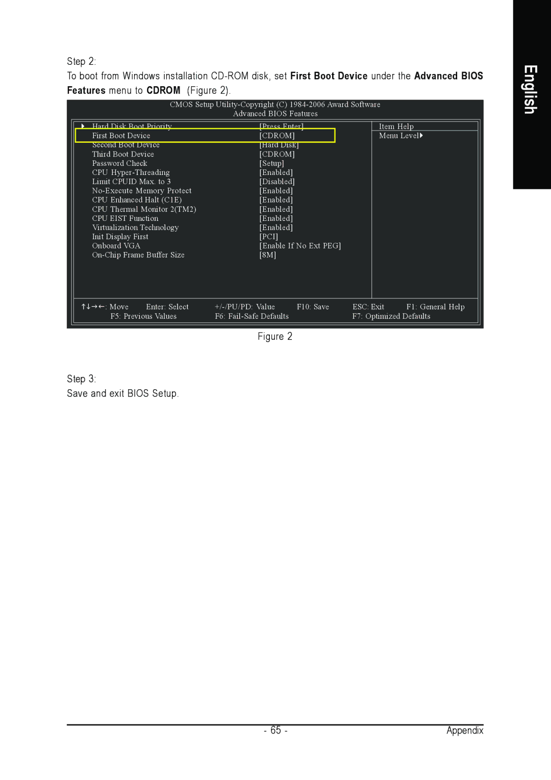 Gigabyte GA-965GM-S2, GA-965GM-DS2 user manual Step Save and exit Bios Setup 