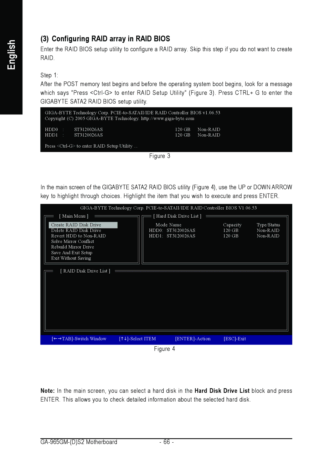 Gigabyte GA-965GM-DS2, GA-965GM-S2 user manual Configuring RAID array in RAID Bios 