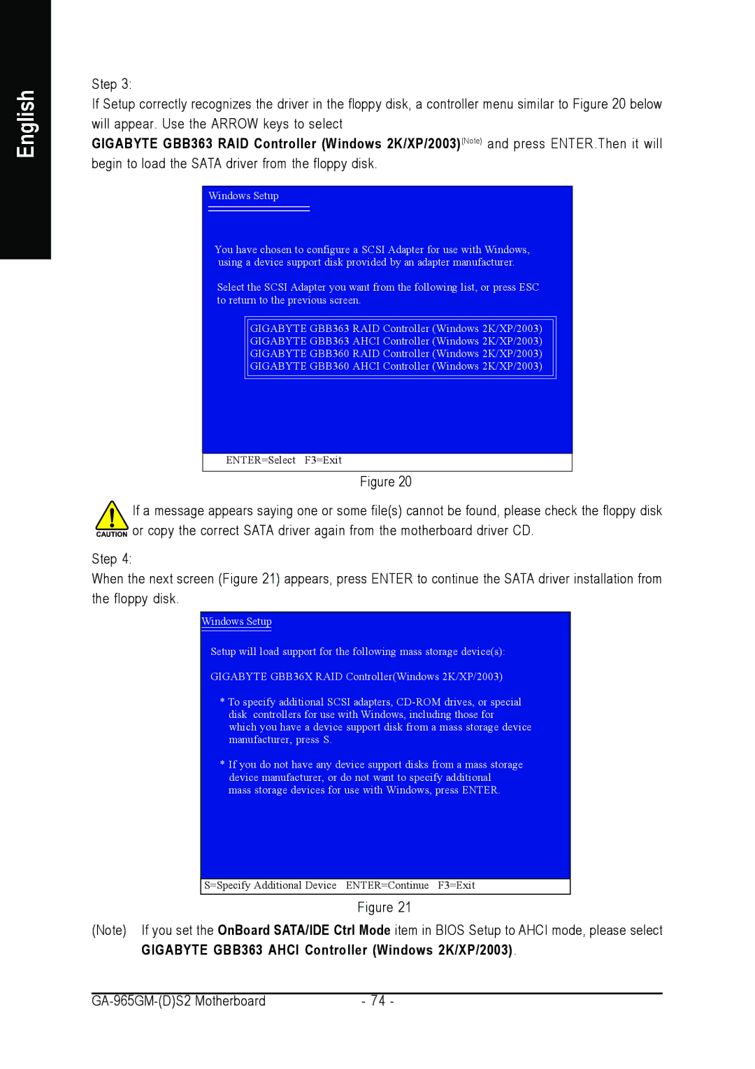 Gigabyte GA-965GM-DS2, GA-965GM-S2 user manual ENTER=Select F3=Exit 