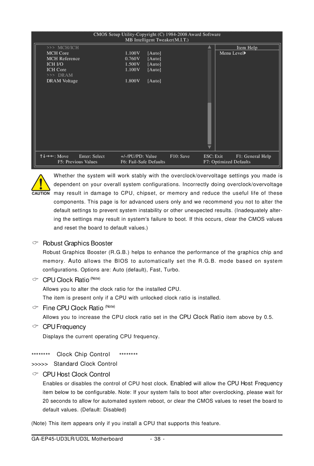 Gigabyte GA-EP45-UD3LR Robust Graphics Booster, Fine CPU Clock Ratio Note, CPU Frequency, CPU Host Clock Control 