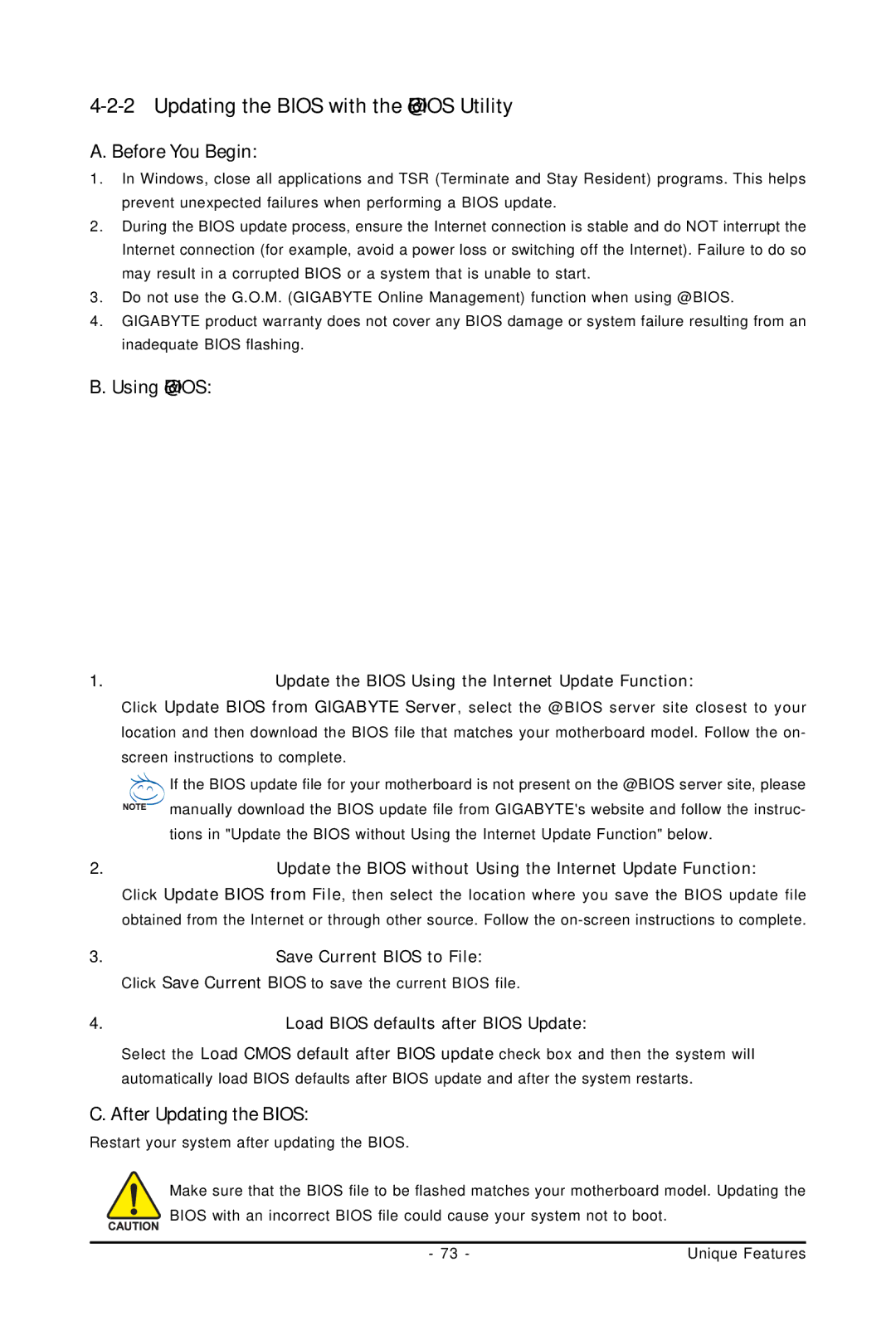 Gigabyte GA-EP45-UD3LR user manual Updating the Bios with the @BIOS Utility, Using @BIOS, After Updating the Bios 