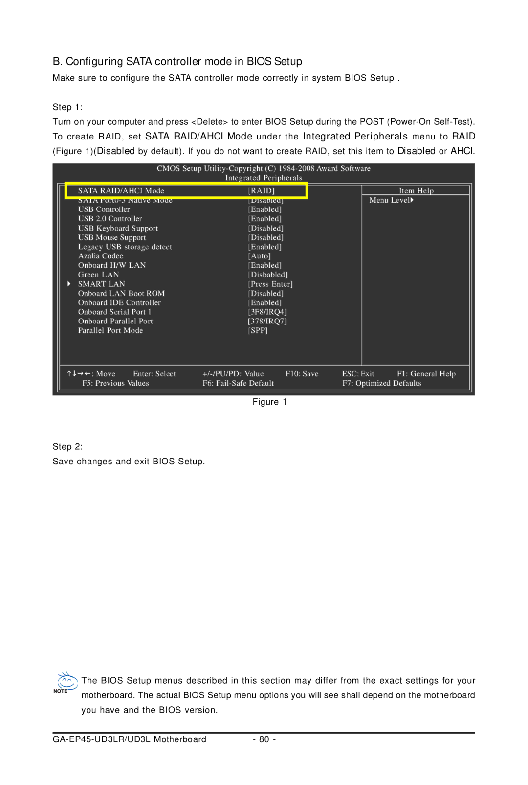 Gigabyte GA-EP45-UD3LR user manual Configuring Sata controller mode in Bios Setup, Raid 