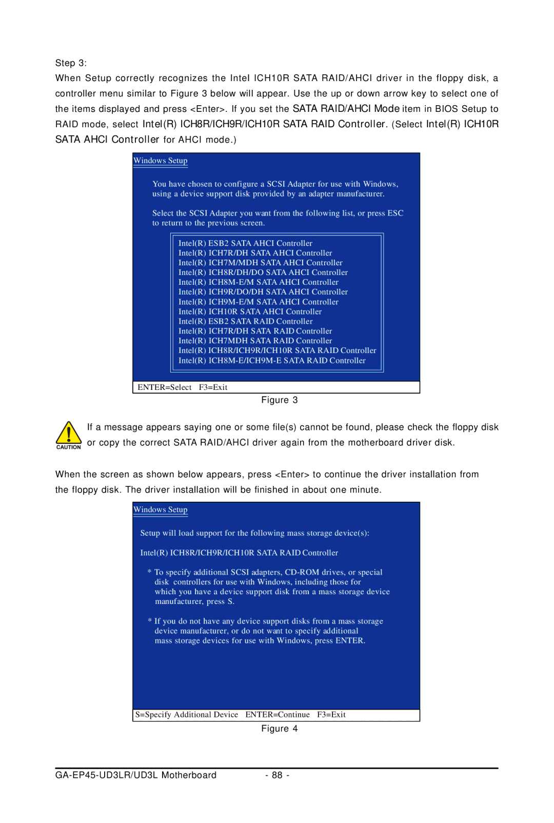 Gigabyte GA-EP45-UD3LR user manual ENTER=Select F3=Exit 