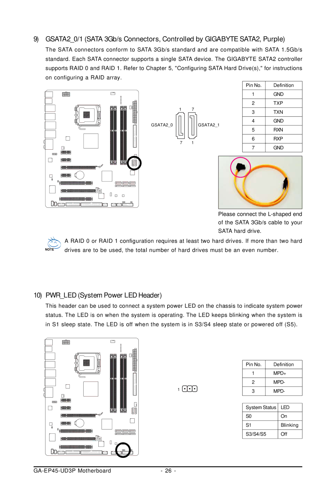 Gigabyte GA-EP45-UD3P user manual Pwrled System Power LED Header 