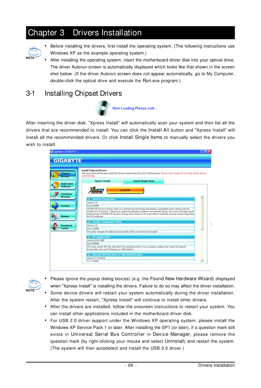 Gigabyte GA-EP45-UD3P user manual Drivers Installation, Installing Chipset Drivers 