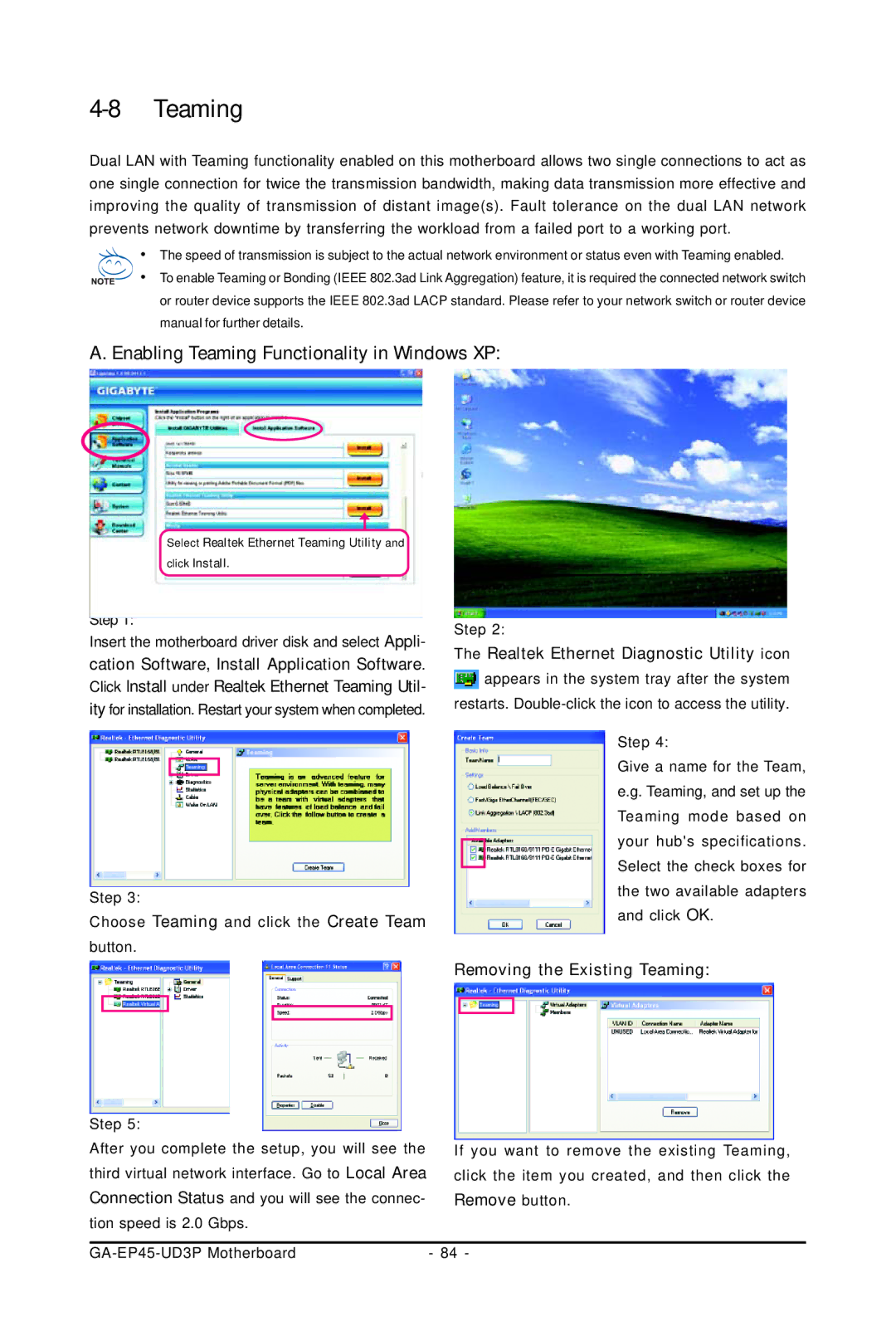 Gigabyte GA-EP45-UD3P Enabling Teaming Functionality in Windows XP, Realtek Ethernet Diagnostic Utility icon 