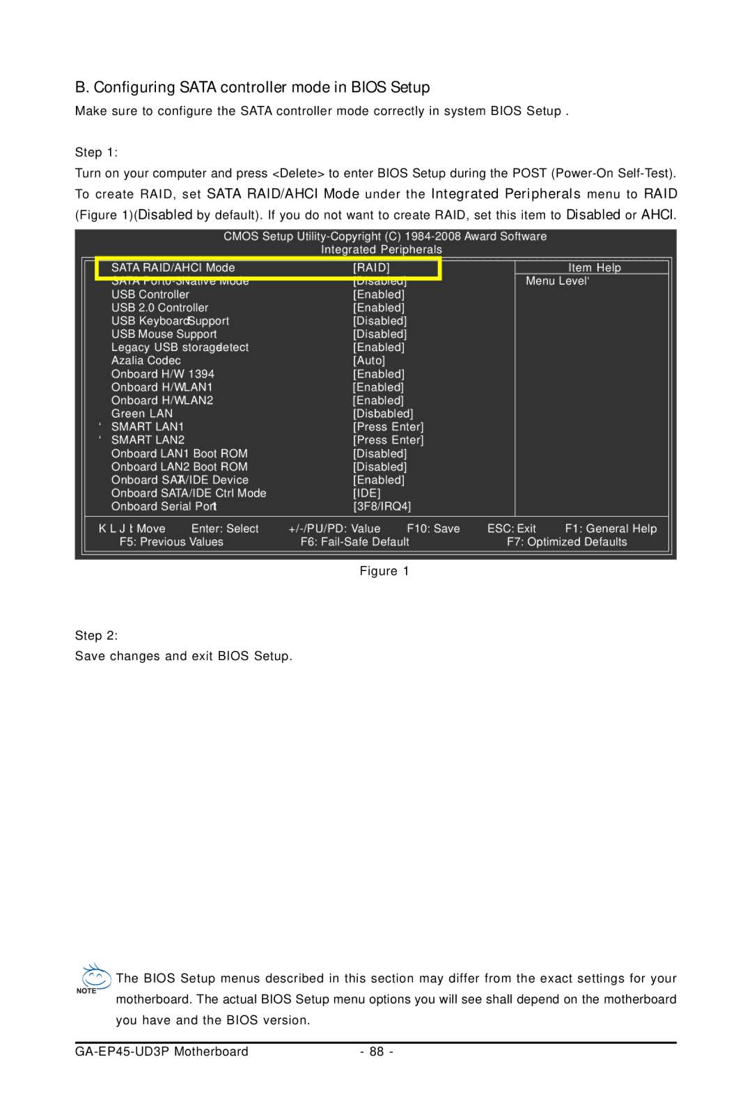 Gigabyte GA-EP45-UD3P user manual Configuring Sata controller mode in Bios Setup, Raid 