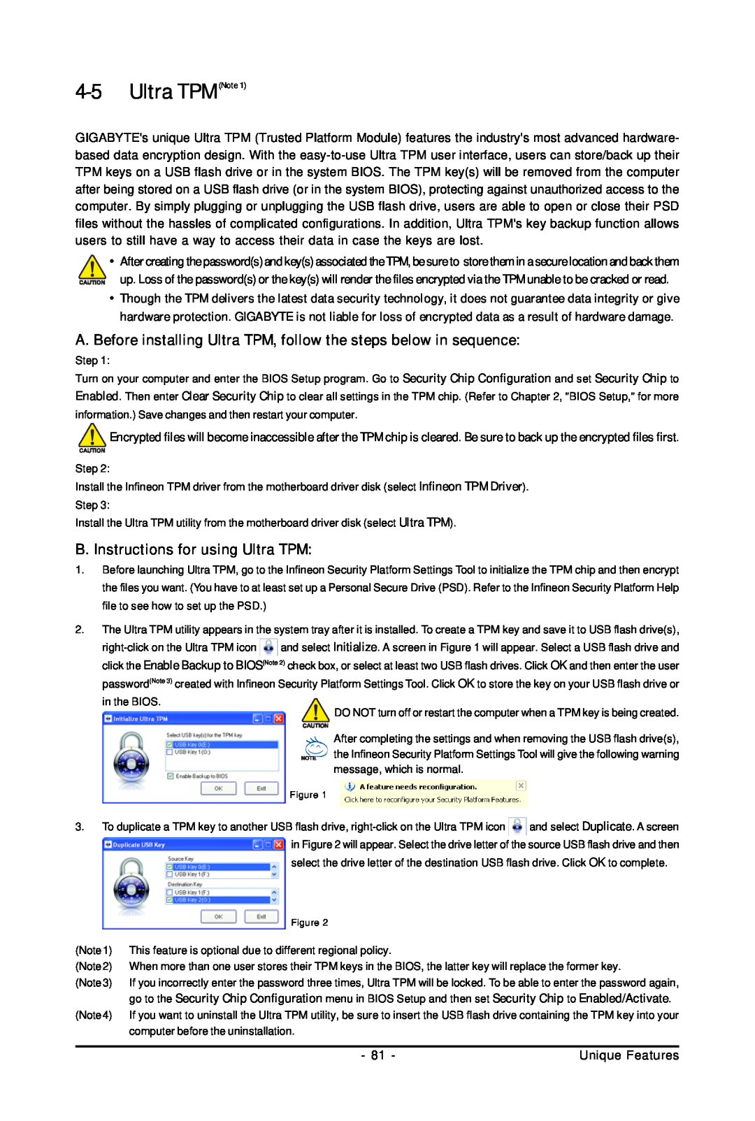 Gigabyte GA-EP45-UD3P user manual Ultra TPMNote, A. Before installing Ultra TPM, follow the steps below in sequence 