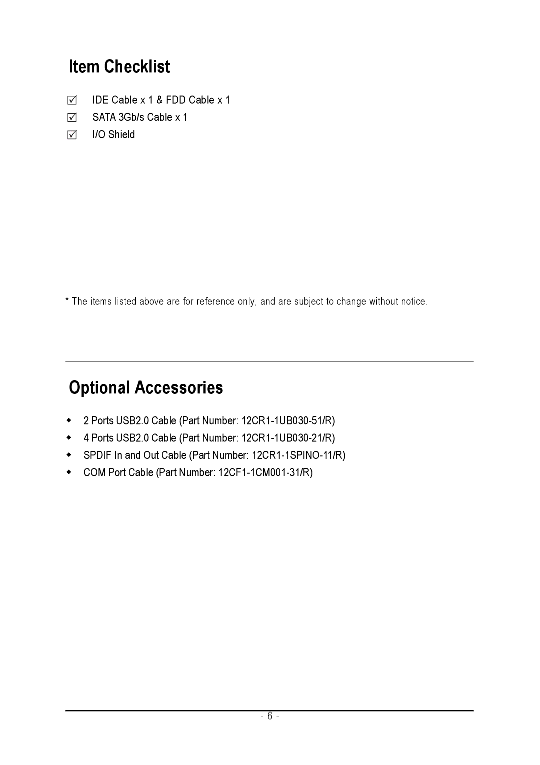 Gigabyte GA-K8N51GMF-9-RH user manual Item Checklist 