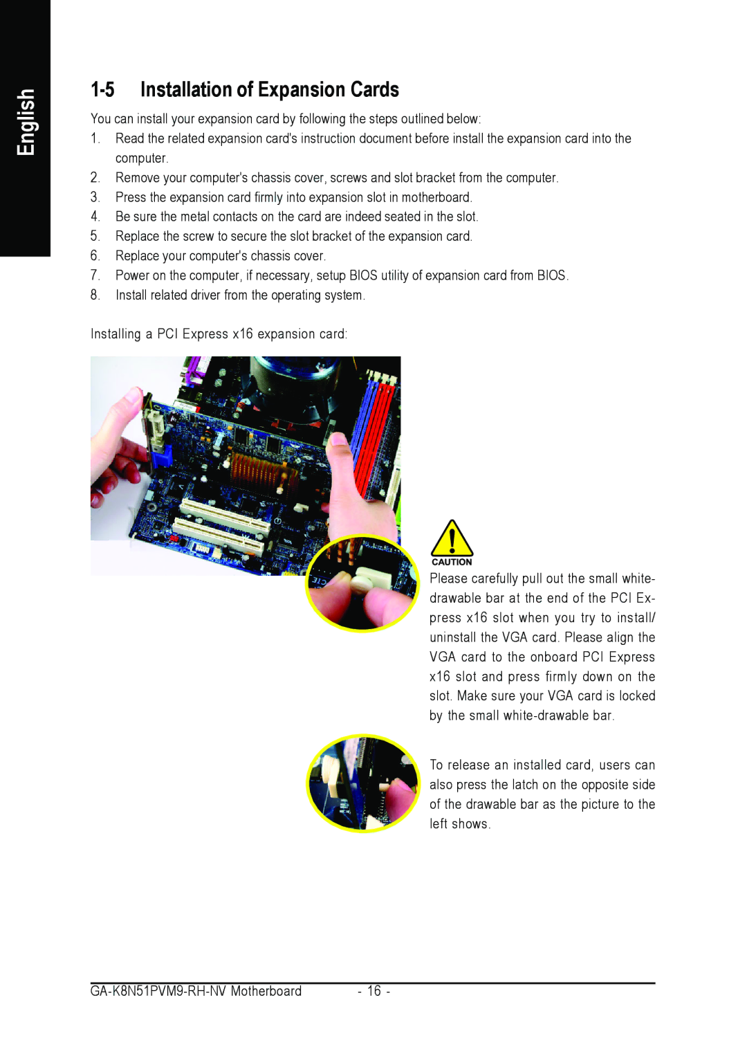 Gigabyte GA-K8N51PVM9-RH user manual Installation of Expansion Cards 