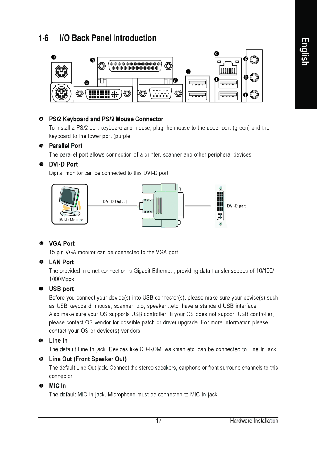 Gigabyte GA-K8N51PVM9-RH user manual I/O Back Panel Introduction 