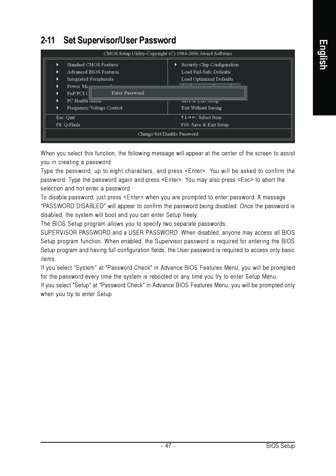 Gigabyte GA-K8N51PVM9-RH user manual Set Supervisor/User Password 