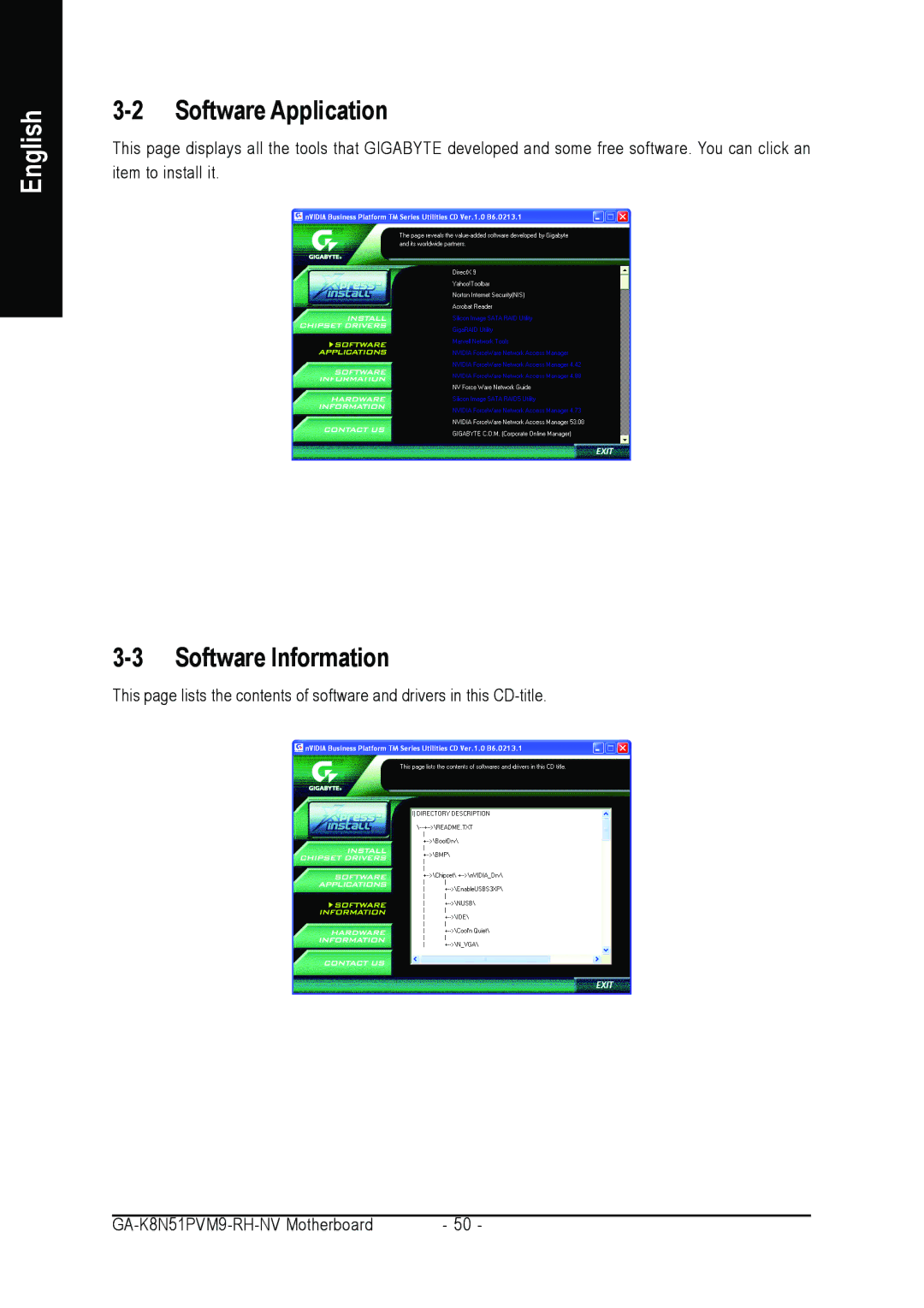 Gigabyte GA-K8N51PVM9-RH user manual Software Application, Software Information 